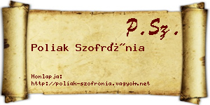Poliak Szofrónia névjegykártya